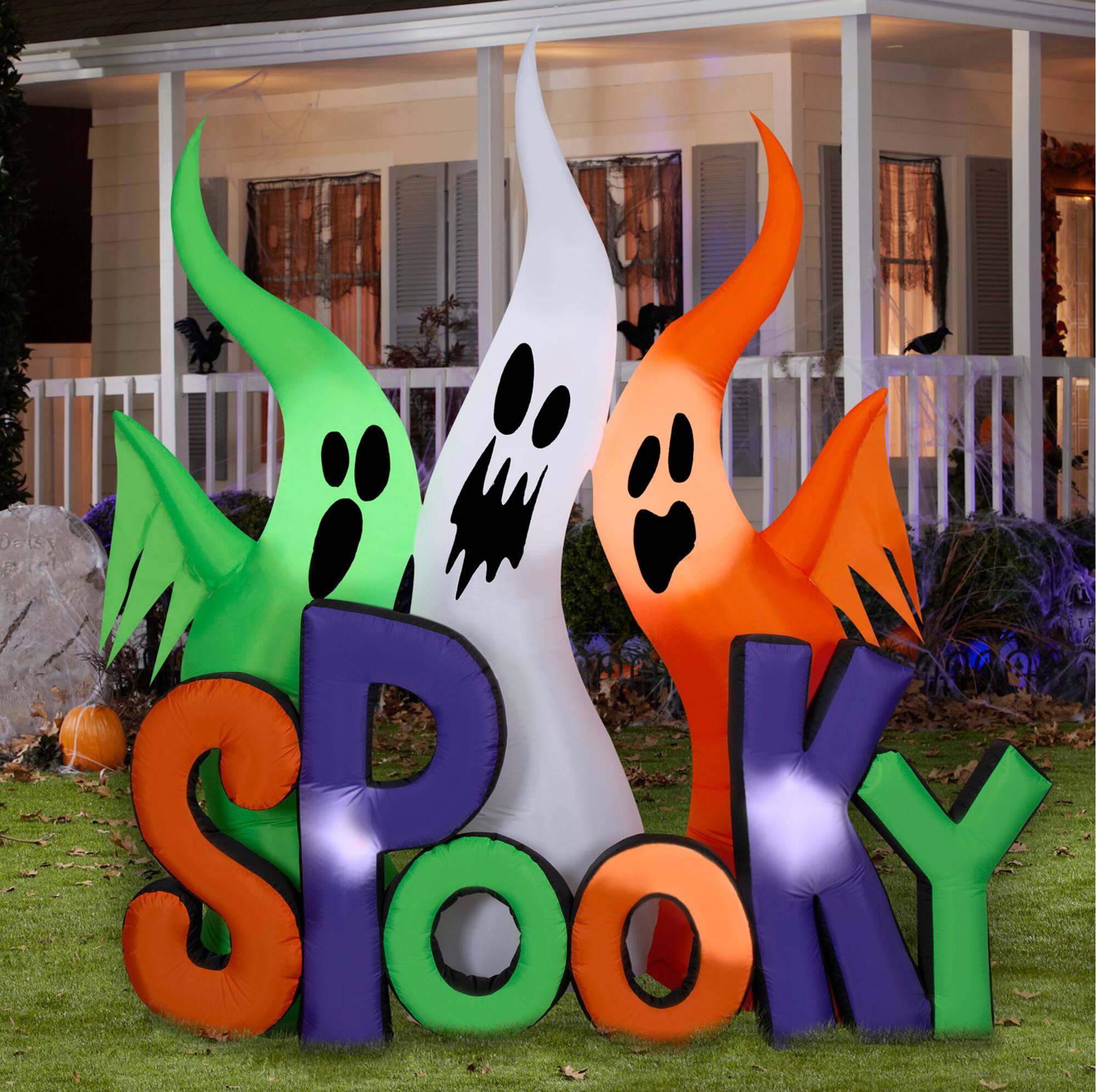 8ft. Airblown® Halloween Inflatable Ghosts with Spooky Sign